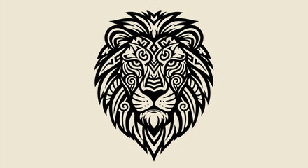 Intricate tribal stylized lion head artwork displaying power and symbolic designs for branding and
