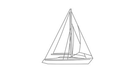Minimalistic sailboat outline on a white background nautical vessel illustration graphic design