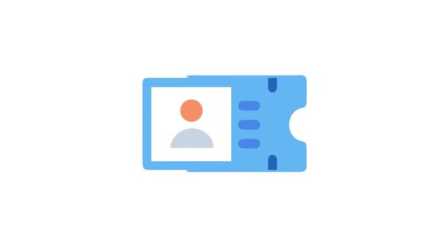 Blue identification card or ticket icon with White Background