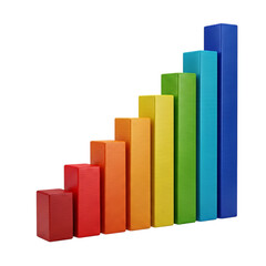 Rising Bars Growth Chart Isolated on Transparent Background