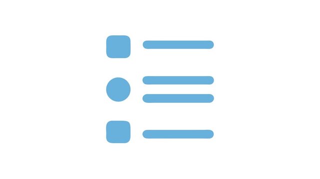 Light blue list icon against a solid White Background