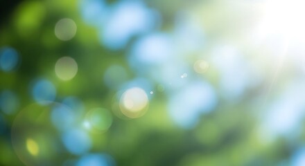Abstract Soft Light Bokeh Green and Blue Nature Background Graphic