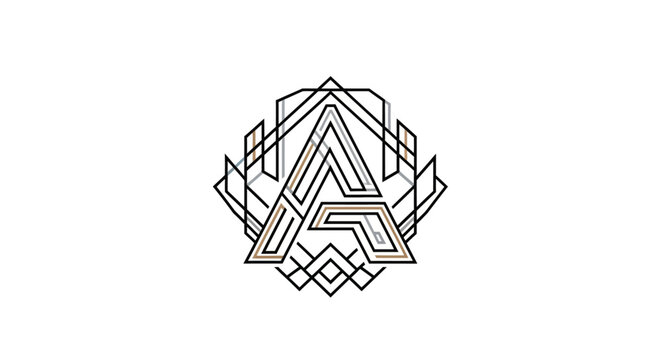 Geometric intertwined initials design, luxurious monogram emblem with lines and elegant details,