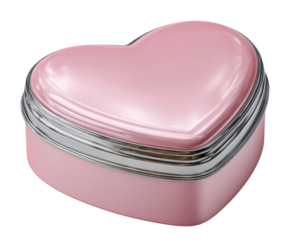 Gift-giving heart-shaped pink tin home product cozy isolated on transparent background