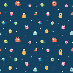 Cute birds seamless pattern. Cute Cartoon birds background. Vector Illustration.