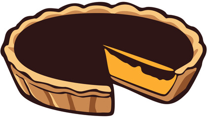 Dark Chocolate Pumpkin Pie Illustration. Editable Color Vector