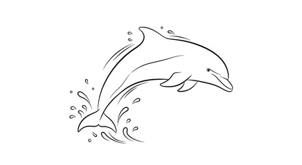 Elegant outline of a dolphin leaping from the water in a graceful arc of motion © Anisah