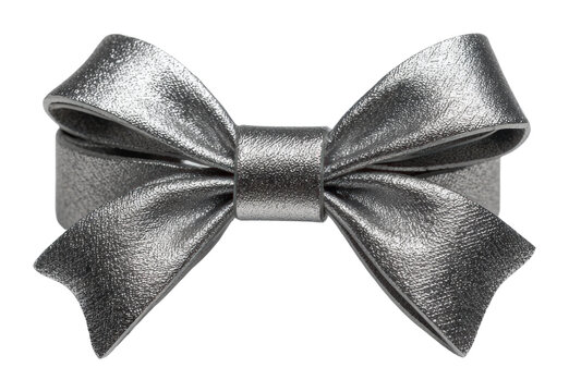 Stylish silver bow tie decoration isolated on transparent background