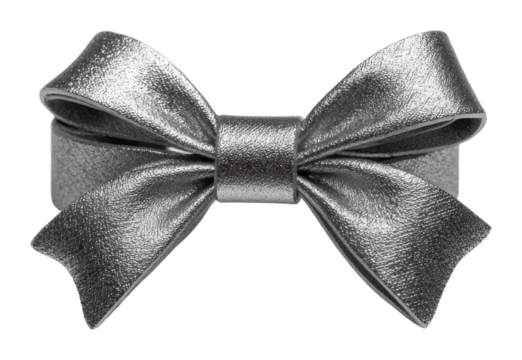 Stylish silver bow tie decoration isolated on transparent background