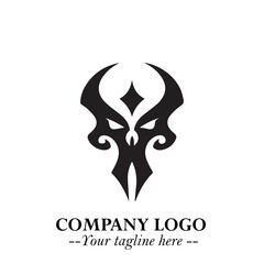 Head of Vampire Logo Symbol in Black on the White Background with Gothic Horror Vector Design