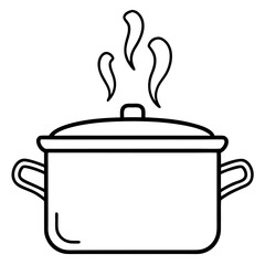 Steaming pot with lid and handles icon