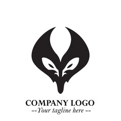 Head of Vampire Logo Symbol in Black on the White Background with Gothic Horror Vector Design