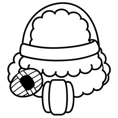 Cute cartoon ice cream cone with acorn and barrel