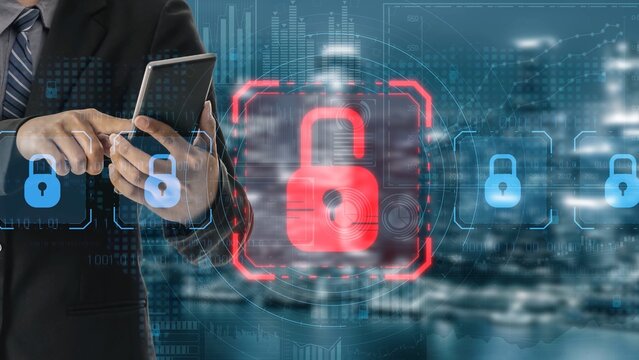 Digital security concept illustrating a cybersecurity breach, with a red unlocked padlock indicating data exposure among secure systems, emphasizing system vulnerability and risk Marrow