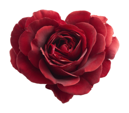 Romantic heart-shaped red rose nature floral isolated on transparent background