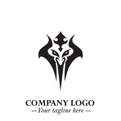 Head of Vampire Logo Symbol in Black on the White Background with Gothic Horror Vector Design