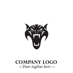 Head of Vampire Logo Symbol in Black on the White Background with Gothic Horror Vector Design