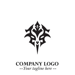 Obraz premium Head of Vampire Logo Symbol in Black on the White Background with Gothic Horror Vector Design