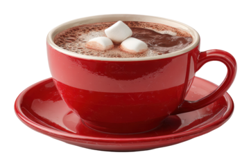 Sipping hot chocolate with marshmallows cozy kitchen food isolated on transparent background
