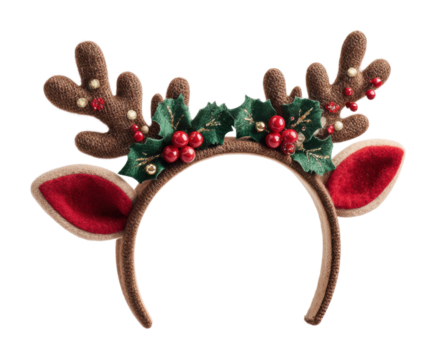 Festive holiday antlers christmas product front view isolated on transparent background