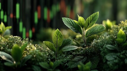 Sustainable Growth, Nature Meets Market Trends in a Symbolic Fusion of Green Energy and Financial Progress