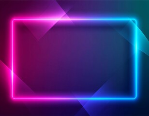 Vibrant Neon Rectangle Border with Abstract Background - Futuristic Electric Glow Effect for Design and Advertising