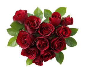 Beautiful bouquet of red roses floral arrangement isolated on transparent background
