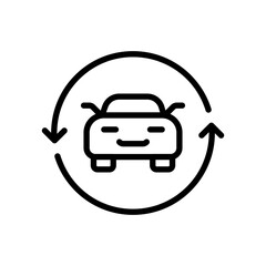 Obraz premium Car sharing line icon. Rental vehicle. Urban transportation, mobility. Vacation car outline symbol. Isolated illustration.