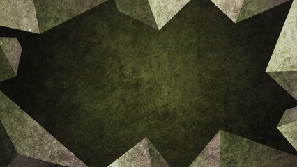 Abstract Dark Grunge Background with Geometric Shapes Forming a Rough Textured Frame and Broken Edges Creating a Dramatic Design