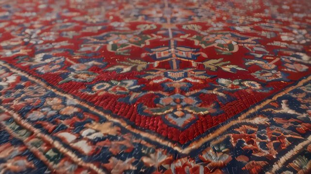 Close Up Details of an Intricate Persian Rug Weave Pattern