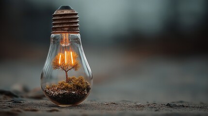Sustainable Tree Inside Light Bulb Symbolizing Renewable Energy and Eco-Friendly Innovation for a Greener Future
