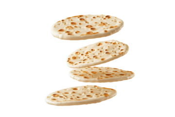 Traditional Flat Bread Flying Food PNG Isolated on Transparent Background
