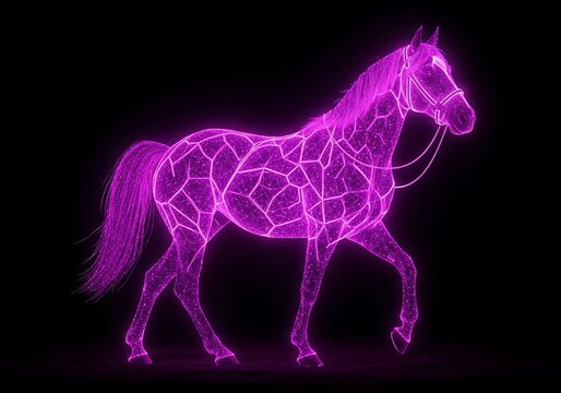 Vibrant equestrian elegance showcased in a stunning futuristic neon design - Powered by Adobe