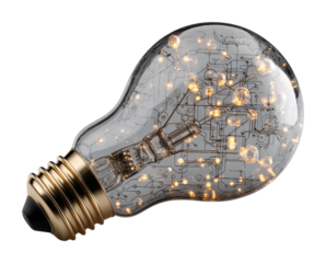 Innovative light bulb design modern product bright isolated on transparent background