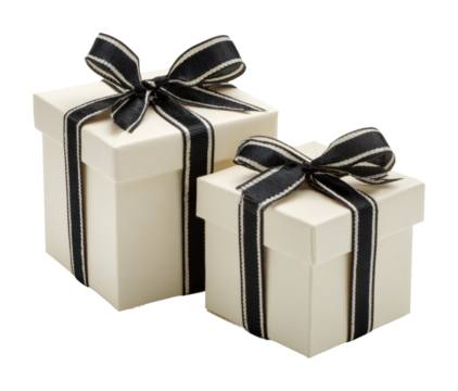 Gift boxes with elegant ribbons for celebrations product isolated on transparent background