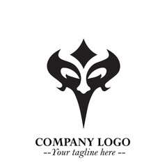 Head of Vampire Logo Symbol in Black on the White Background with Gothic Horror Vector Design