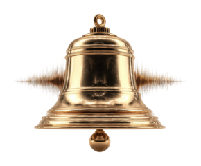 Sound of a golden bell digital isolated on transparent background