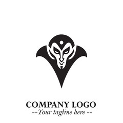 Head of Vampire Logo Symbol in Black on the White Background with Gothic Horror Vector Design