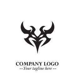 Head of Vampire Logo Symbol in Black on the White Background with Gothic Horror Vector Design