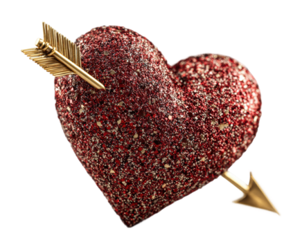 Valentine's day heart with arrow romantic isolated on transparent background