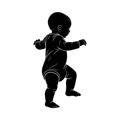 Silhouette of a baby learning to walk