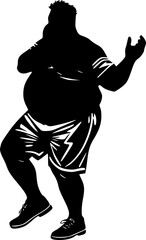 Chubby man dancing silhouette design for positive and humorous illustration