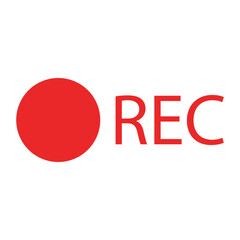 Red Circle Record Button With REC Text On White Background vector illustration
