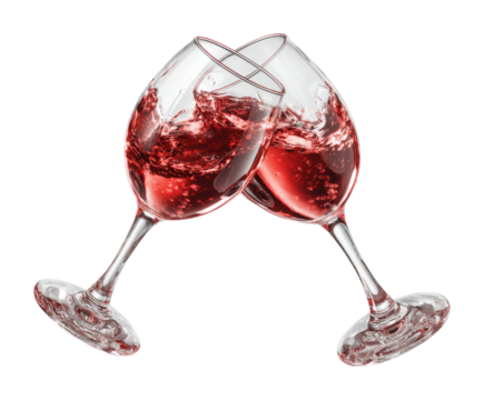 Cheers to wine celebrating moments with red wine glasses isolated on transparent background