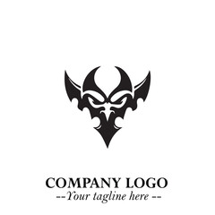 Head of Vampire Logo Symbol in Black on the White Background with Gothic Horror Vector Design