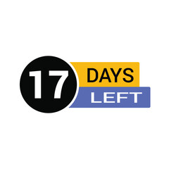 17 days left countdown timer reminding for project deadline, promotion, or event, creating anticipation and urgency for marketing campaigns