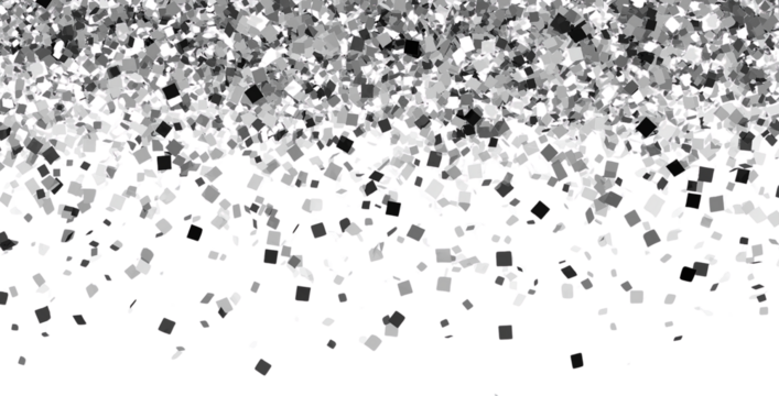 Silver Confetti Falling on Black isolated on a transparent background