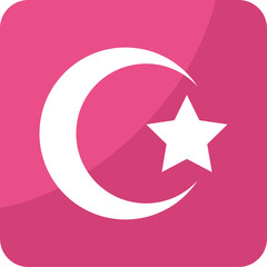 Stylized Crescent Moon And Star Icon On A Vibrant Pink Square Background With Subtle Shadows And Highlights Clean And Modern Design
