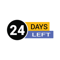 24 days left countdown timer reminding for project deadline, promotion, or event, creating anticipation and urgency for marketing campaigns