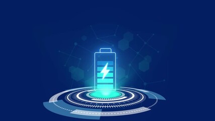 Futuristic Charging HUD Battery Interface Animation Loop - Powered by Adobe